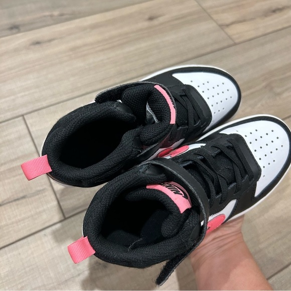Nike Kids' Court Borough 2 High Top Sneaker Little Kid 12.5C White Black Pink - Picture 8 of 11